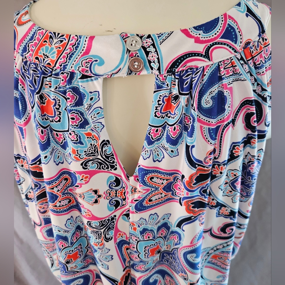 Ruby Rd. Cinched Sleeveless Paisley Dress - Picture 9 of 12